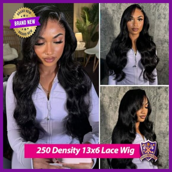 13x6 Lace Front Wig Human Hair Body Wave 250 Density Glueless HD Lace main image 4